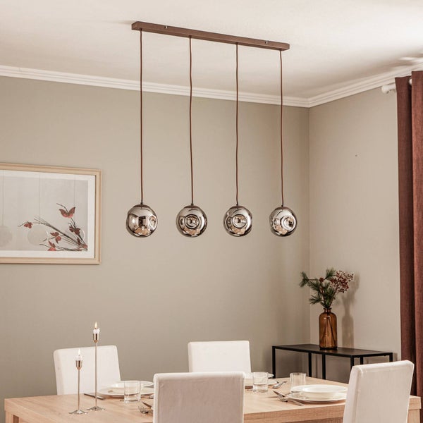 Lindby Pendelleuchte Valentina (Design, Modern) in Alu aus Glas (4 flammig E14) - Hängelampe Esstischlampe Hängeleuchte Wohnzimmerleuchte