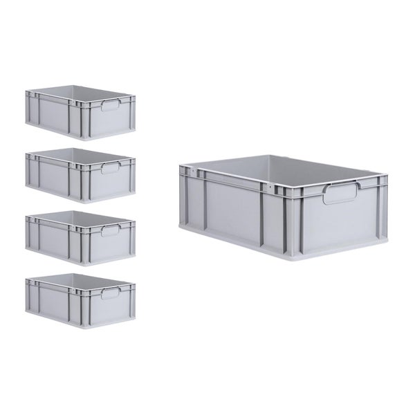 PROREGAL Spar Set 5x Eurobox Nextgen Economy Mit Auflagedeckel & 4x Schiebeschnappverschlüsse Grün Griffe Geschlossen HxBxT 22 x 40 x 60 cm 44 Liter