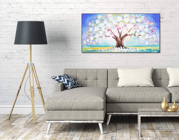 Handgemaltes Gemälde Acrylfarbe 120x60cm Blau