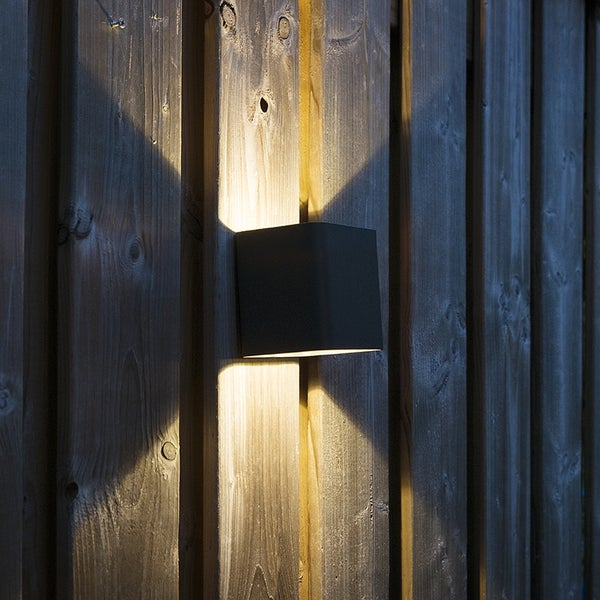 Moderne Wandleuchte dunkelgrau inkl. LED IP54 quadratisch - Evi