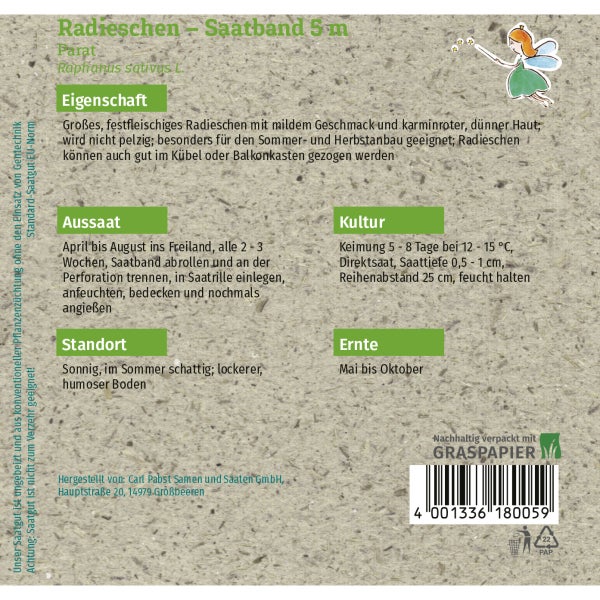 Radieschen Saatband 5 Meter Packung