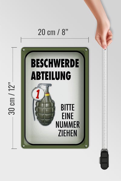 Blechschild Spruch 20x30cm Beschwerde Abteilung bitte Nr.
