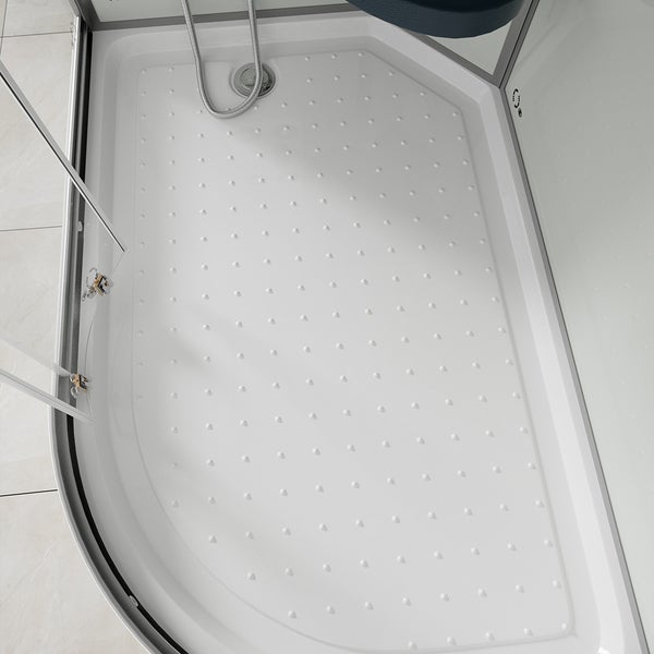 Home Deluxe - Dampfdusche WHITE PEARL - Maße 120 x 80 cm Rechts - inkl. Dampffunktion, Regendusche, Radio und Zubehör I Fertigdusche, Dusche, Duschtempel