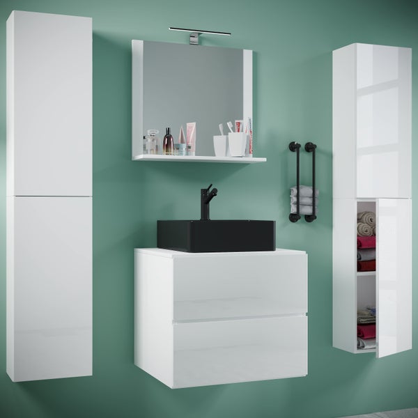 5-tlg Waschtisch Badmöbel 60cm Lendas XL Schublade