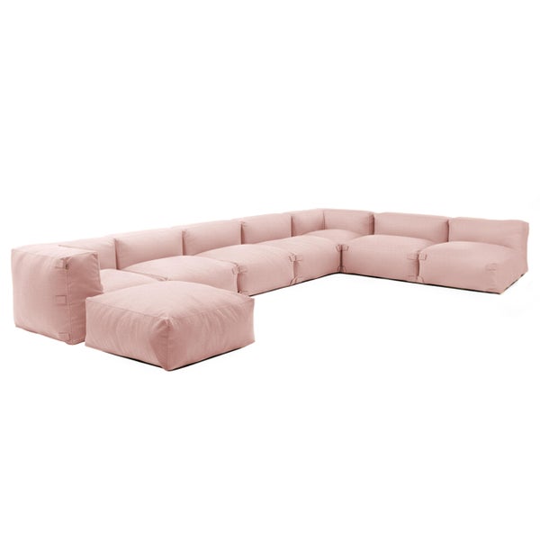 Modulares Sofa in Rosa, U-Form, Stoffbezug, gemütliches Lounge-Design.