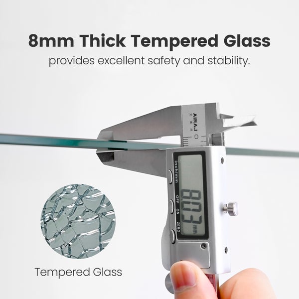 Acht Millimeter dickes Sicherheitsglas mit Messschieber