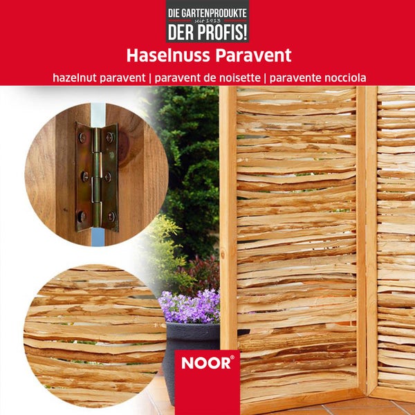 Haselnuss-Paravent - 3teilig - klappbar - 120x180 cm - Sichtschutz-Module aus Naturmaterialien - Sichtschutz für Garten, Terrasse und Balkon