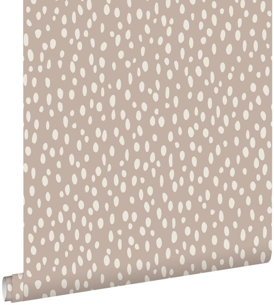 ESTAhome Tapete Punkte Altrosa und Weiß - 53 cm x 10.05 m - 139255