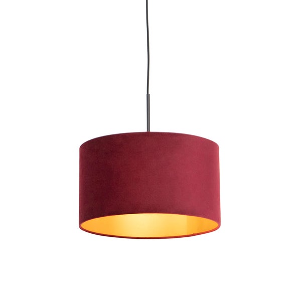 Pendelleuchte mit Veloursschirm rot/gold 35 cm - Combi