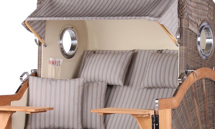 Strandkorb Westerland Teak Bullauge PE grey Dessin 501