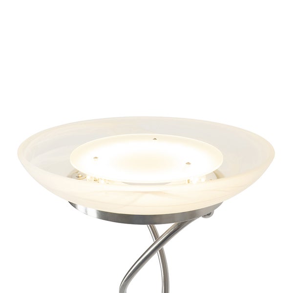 Stehlampe mit Glasschirm und Metallfuß