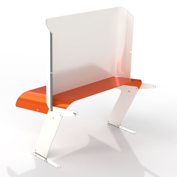 Sitzbank mit Rückenlehne und Tischplatte