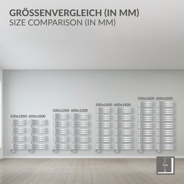 ECD Germany Iron EM Design Badheizkörper - 600 x 1600 mm - Chrom - Designheizkörper Paneelheizkörper Heizkörper Handtuchwärmer Handtuchtrockner Heizung Radiator