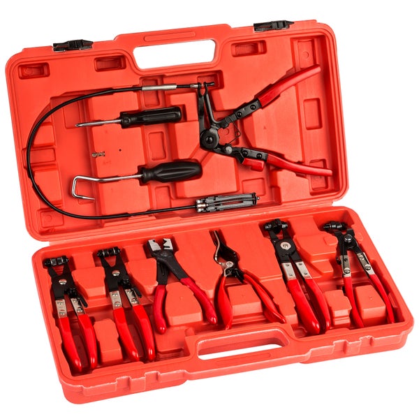 Schlauchklemmenzangen- und Schlauchschellenzangen-Werkzeugset tectake  9-teilig inklusive Kunststoffkoffer