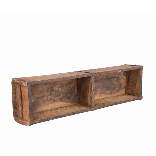 Dekorative Holzkiste mit zwei Fächern und Metalleinfassung