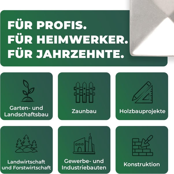 Symbole für Garten- und Landschaftsbau, Zaunbau, Holzbau, Landwirtschaft, Forstwirtschaft, Gewerbebau und Konstruktion.