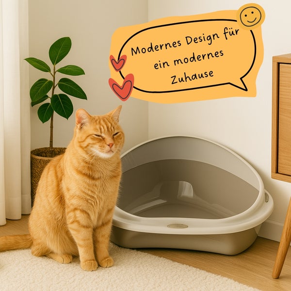 GarPet Katzenklo Ecke Eck Katzentoilette mit Rand ohne Deckel offen grau Katzen WC Ecktoilette