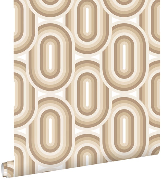 ESTAhome Tapete Retro-Ornamente Beige und Braun - 50 x 900 cm - 130981