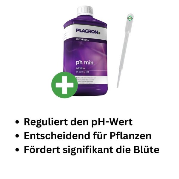 Plagron pH-MINUS 1 Liter – Mineralischer pH-Regulator für optimales Wachstum & Ertrag in Garten, Teich, Pool & Hydrokultur mit präziser Dosierung