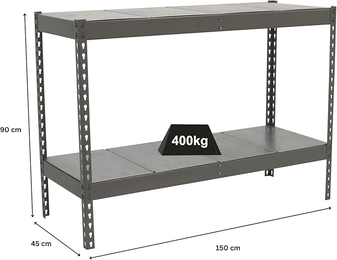 PROREGAL Schwerlastregal Mini Metal Yeti Two HxBxT 90 x 150 x 45 cm Fachlast 400 kg Grau