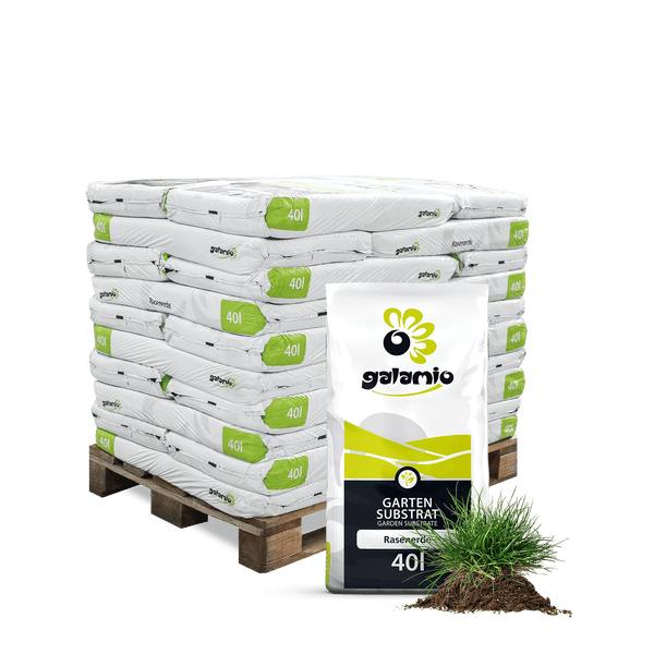 Palette mit 40 Liter Säcken Galamio Gartensubstrat Rasenerde.