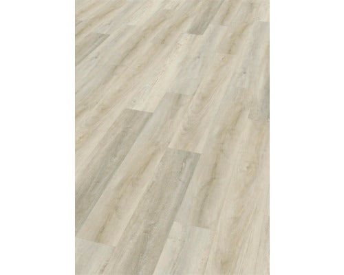 Laminatboden mit Holzstruktur und langen Dielen.
