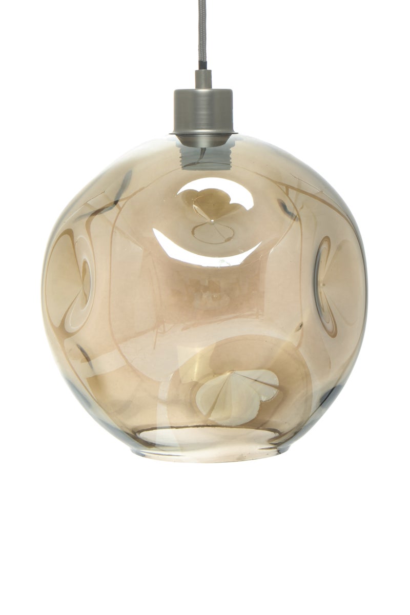 Glas Lampe Grau Beige, Hängelampe Organisch Rund 32 cm | Wohnzimmer Esszimmer Leuchte