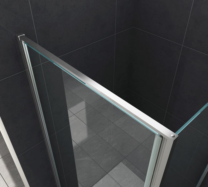 Detailansicht einer Duschkabine mit Glas und Rahmen