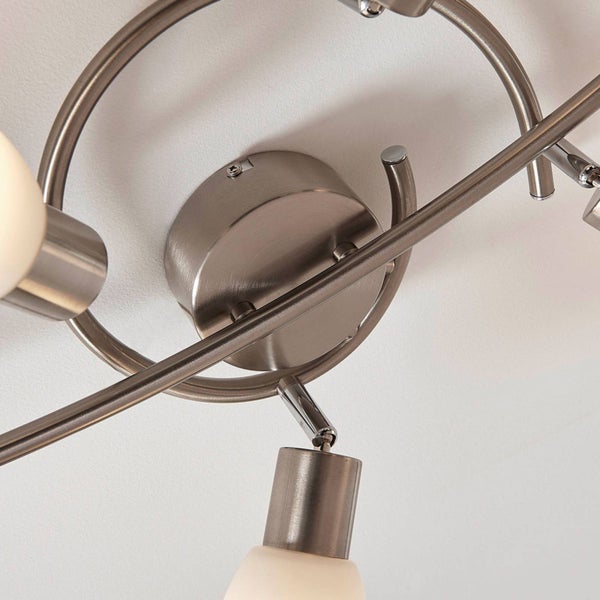 Lindby Glas Deckenlampe, Deckenstrahler drehbar und schwenkbar Deckenleuchte 6x E14 ohne Leuchtmittel Wohnzimmerlampe Küchenlampe Strahler Spot