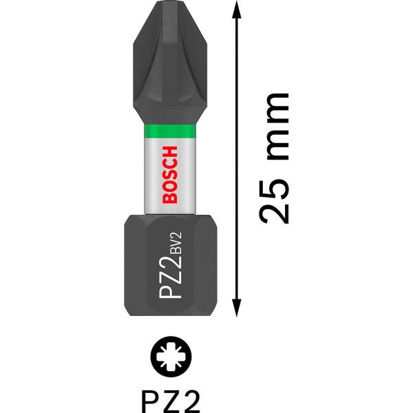 Bosch PRO Pozidriv Schlagbohrer PZ2 25 mm Display 10 x 25 Stk. - 2607002804