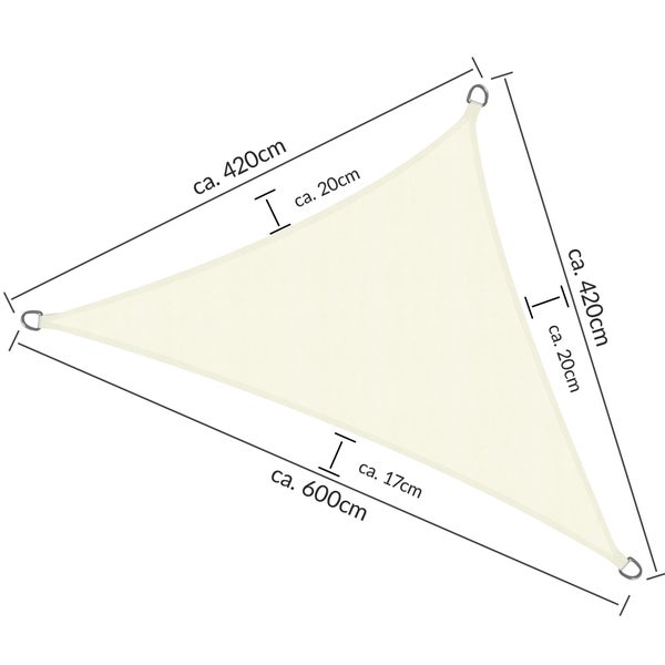 SolVision PS9 Sonnensegel 420x420x600cm dreieckig Creme PE