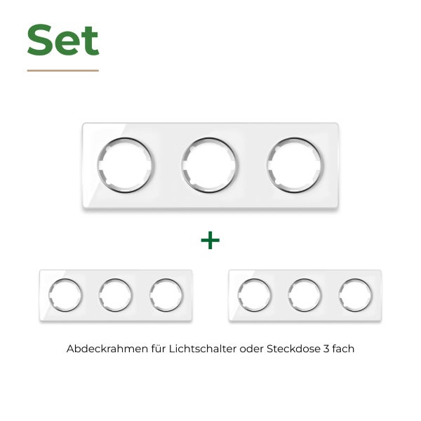 Set aus drei dreifachen Abdeckrahmen für Lichtschalter oder Steckdosen