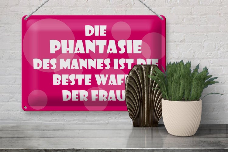Blechschild Spruch 30x20cm Beste Waffe der Frau