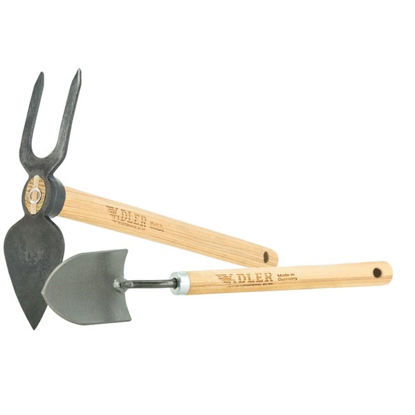 Adler Gartenhacke und Pflanzschaufel Set mit Holzstiel