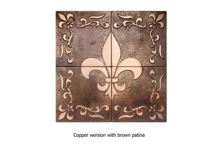 Kupferfliese mit brauner Patina und Lilienmuster