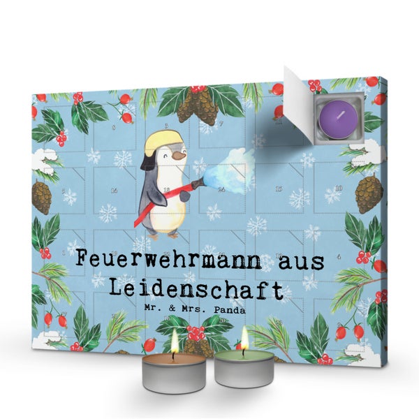 Mr. & Mrs. Panda Duftkerzen Adventskalender Feuerwehrmann Leidenschaft - Blau Pastell