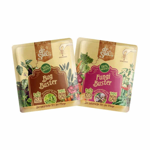 Dr.Soil Pflanzenpflegepaket für natürlichen Pflanzenschutz mit Fungi Buster (natürliches Fungizid) und Bug Buster (natürliches Insektizid), konzentrierte Monodosis, 2x10ml