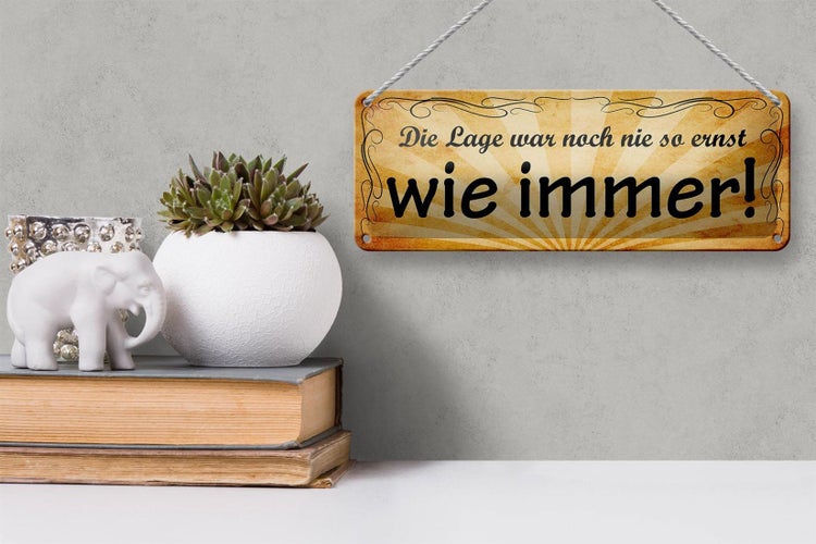 Blechschild Spruch 27x10cm Lage war nie so ernst wie immer Dekoration