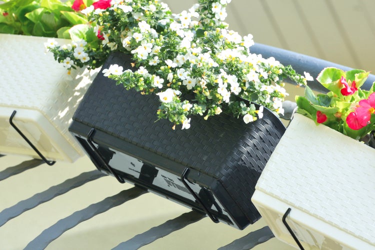 BigDean Blumenkasten Blumentopf Blumenkasten Pflanzkübel Pflanzgefäß Pflanztopf Balkonkasten  ca. 49 x 16 x 17 cm LxBXH| 12 Liter | inkl. Selbstbewässerungssystem Anthrazit
