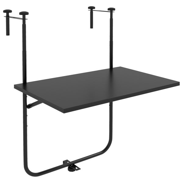 Outsunny Balkontisch zum Einhängen, klappbar Hängetisch, 3-fach höhenverstellbar, bis 15 kg belastbar, 62 x 60 cm, Metall, Schwarz