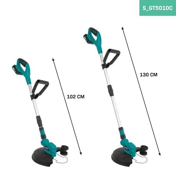 VONROC Rasentrimmer mit Akku 2Ah und Ladegerät - 250mm - Trimmer für Garten mit Kabel - Kantenschneider Rasen - Tap and Go System inkl. 2x4M Drahtspule