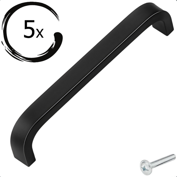 Fünf Möbelgriffe aus Metall mit Schraube