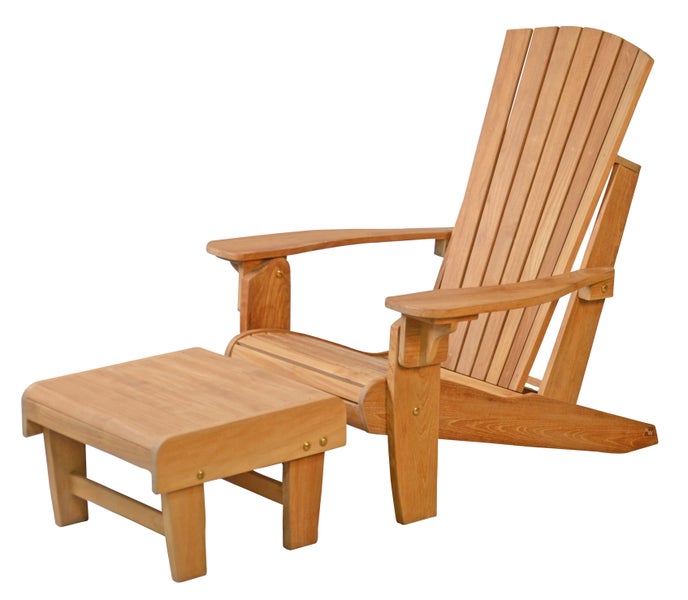 Teak Fußhocker 50 x 50 cm passend zum Teak Alstersessel verstellbar wetterfest