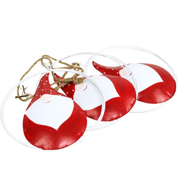 Drei Weihnachtshänger mit Weihnachtsmannmotiven und Schnuraufhängung
