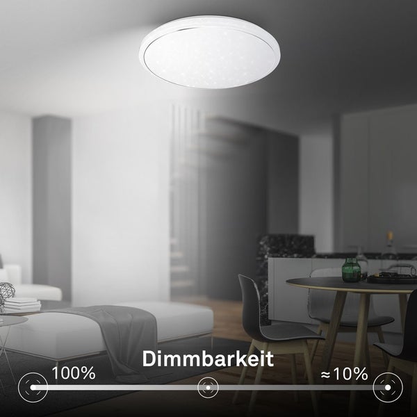 Dimmbare Deckenleuchte im Wohnzimmer
