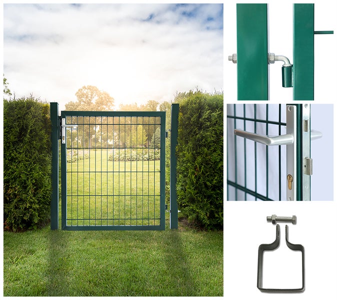 Home Deluxe - Gartentor PORTARIUS - Farbe: Grün, Höhe 180 cm - inkl. Griff, Schloss und Schlüssel I Gartenpforte Einfahrtstor Hoftür
