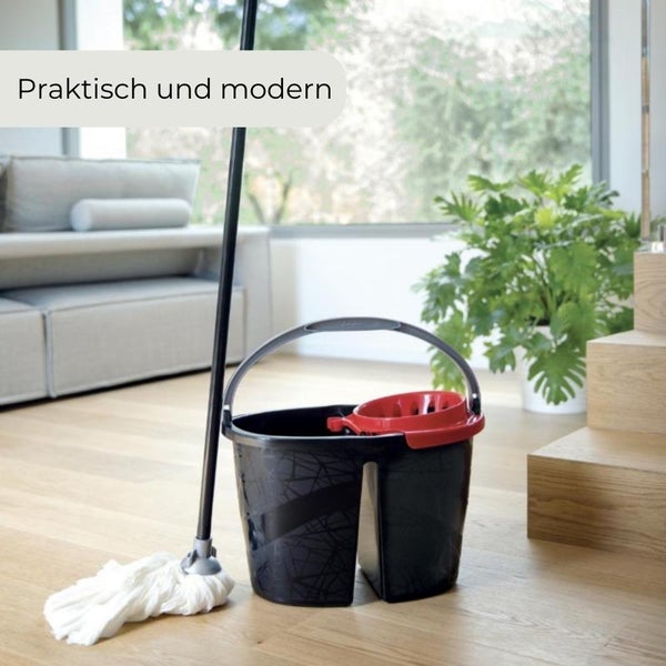 Wischeimer 18 L Putzeimer mit Presse Zweikammer Zweigeteilter Eimer Auswringer