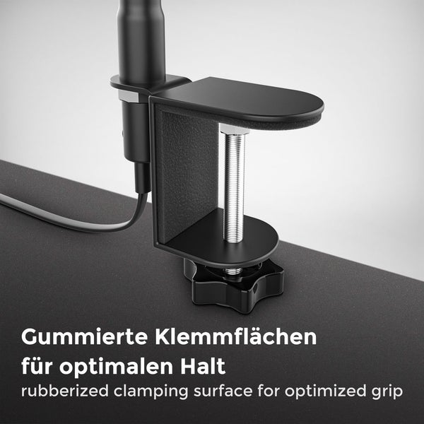 Klemmlampe - 5W, 400lm, LED, mit Stecker, dimmbar, Schwanenhals, warmweiß, schwarz