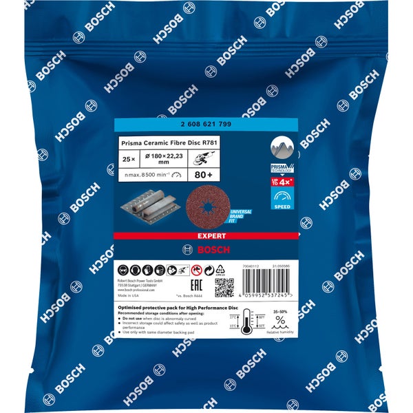 Bosch 25x Expert R781 Prisma Ceramic Fiberscheibe 180 mm G 80 - 2608621799