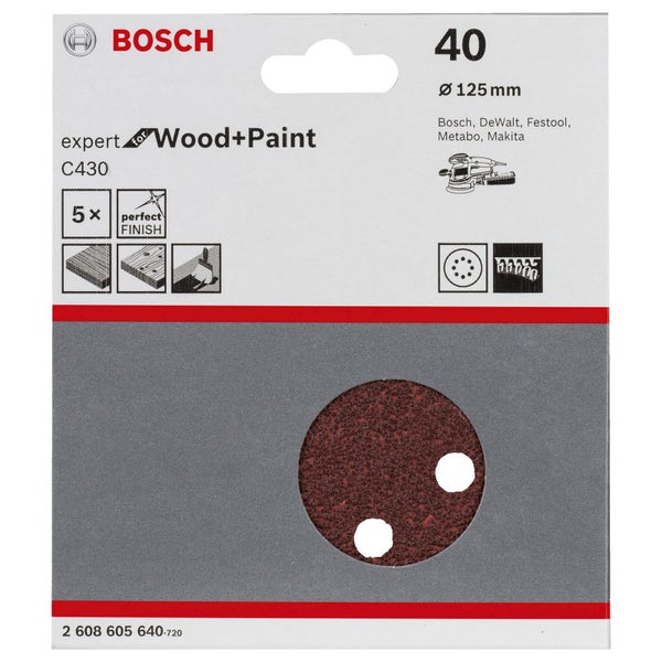 Bosch Expert Schleifscheibe für Holz und Farbe, Körnung 40, Durchmesser 125 mm